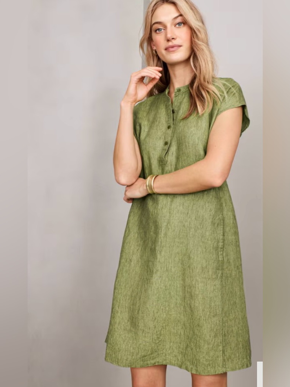 Eileen Fisher 100% organic linen collared dress